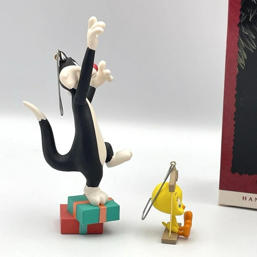 Vtg. 1995 Hallmark Looney‎ Tunes Hang Together Ornament Sylvester & Tweety 2 Pc